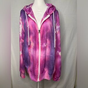 Vibrant Pink and Purple Women's Zip-Up Hoodie